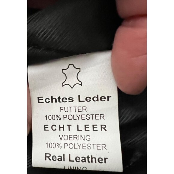 The Leather Factory Women's Black Leather Bomber Moto‎ Jacket Size Large - Picture 10 of 11